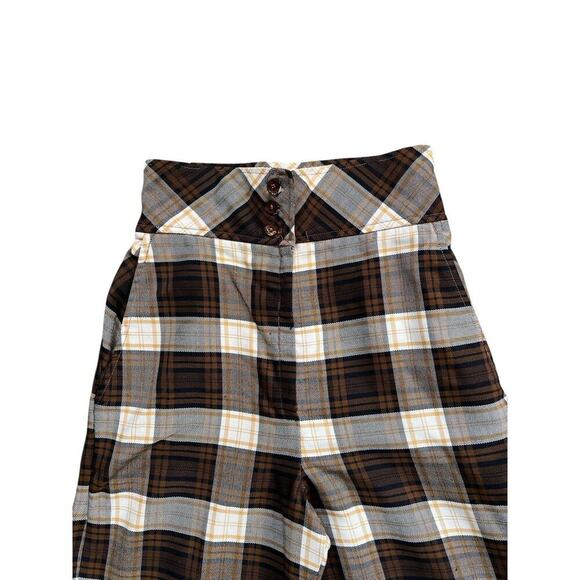 Vintage 1970s Pants Plaid Disco Flare Trousers Bell Bottoms 24X31 - Picture 3 of 5